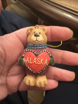 Alaska Bear Ornament Ace Heart 2.5'' Tall