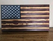Handmade Wooden US American Flag Wall Hanging Decor-17" x 10" x 1.5"