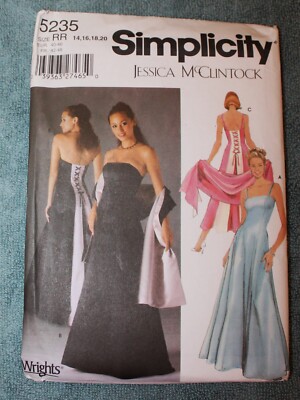 Simplicity 5235 Size 14-20 Misses/Misses Petite Evening Dress & Shawl Uncut  | eBay