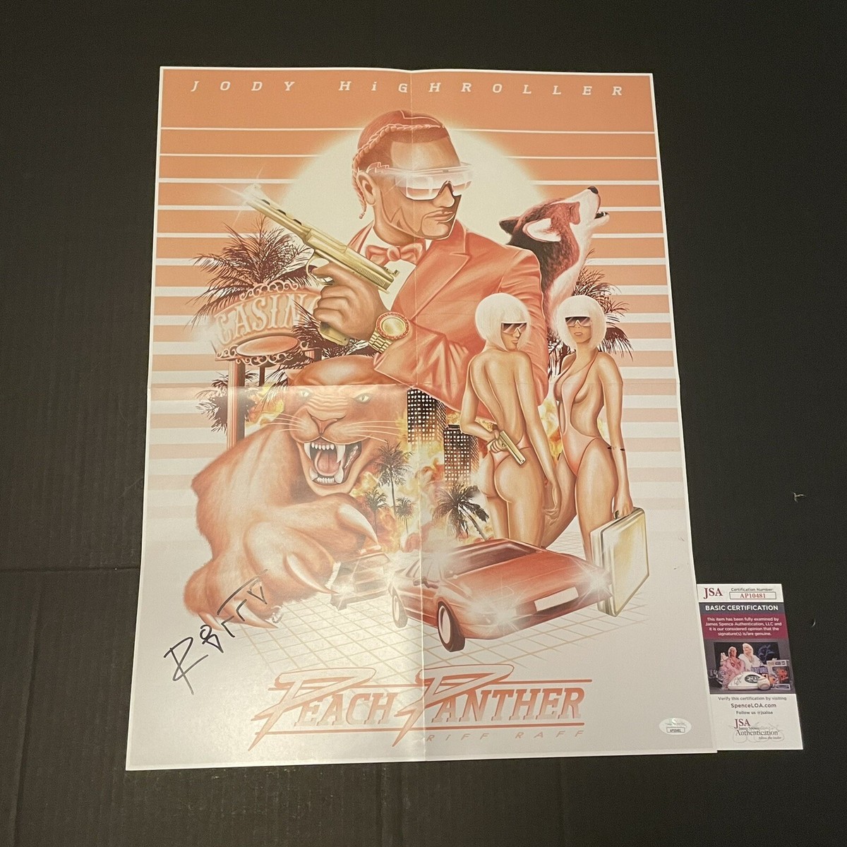 【署名入／Signed】CAGE NACHT TAG（1987年）冊子 Rapper RIFF RAFF Signed Peach Panther Poster Autographed Jsa Coa