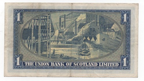SCOTLAND UNION BANK 1 POUND 1949 PICK S 816 A LOOK SCANS - Picture 2 of 2