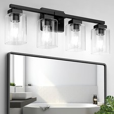 4-Light Bathroom Light Fixtures, Modern Black Bathroom Vanity Light, Bathroom...
