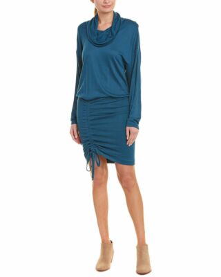 knee length dresses for ladies Beaujolais Long Sleeve Cowl Neckline Ruffle Satin Mini Dress White– Selfie  Leslie main image 0