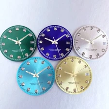 28.5mm Mod Sterile Watch Dial Fit NH35 Sunburst Blue Green Silver Diamond Index