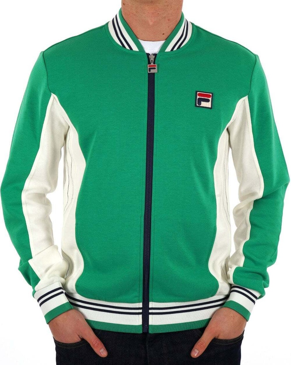 Fila Vintage Men's Mk1 Settanta Track Top Green Gardenia