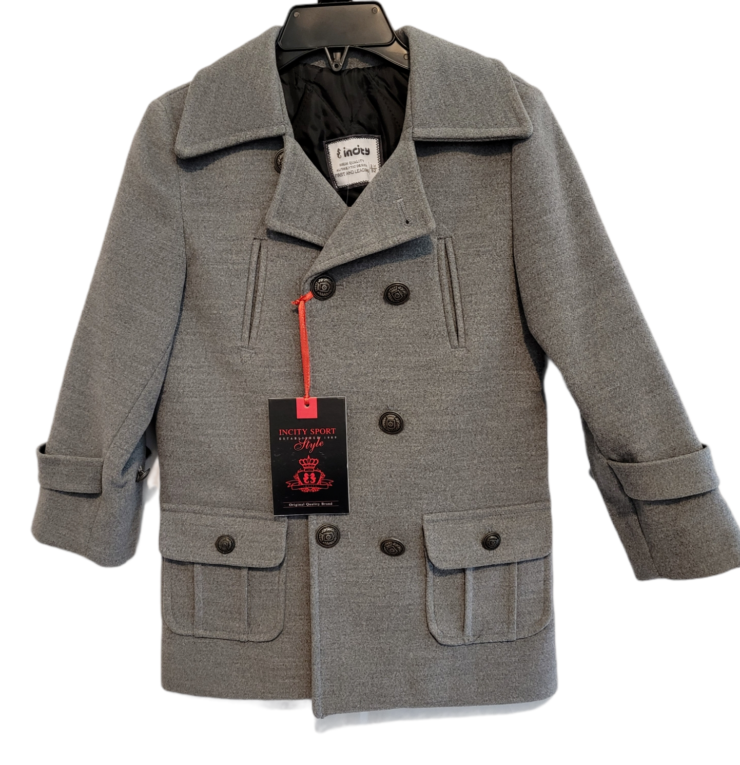 Boys Pea coat Gray Modern Fit Varity of 