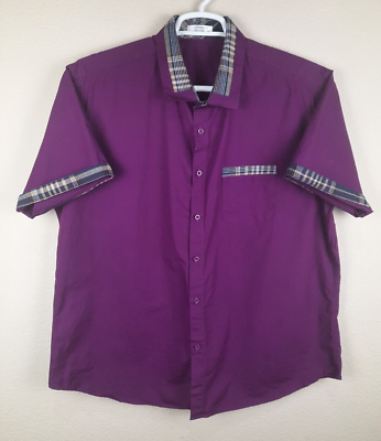 COOFANDY Men's Long Sleeve Plaid Collar Shirt – Purple, Medium – Casual Button Down For Work & Everyday