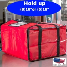 Pizza Delivery Bag Insulated Holds up (6) 16" or (5) 18" Pizzas 20x20x12'' Red