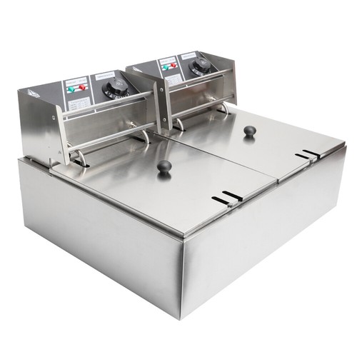 10L/20L Electric Deep Fryer Tank Commercial Stainless Steel Fat Chip Single/Dual - Picture 26 of 29