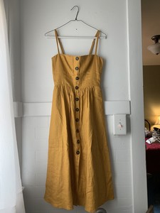 mustard yellow linen dress