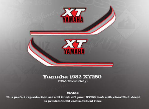 YAMAHA 1982 XT250 TANK DECALS USA MODEL ONLY - Afbeelding 1 van 1