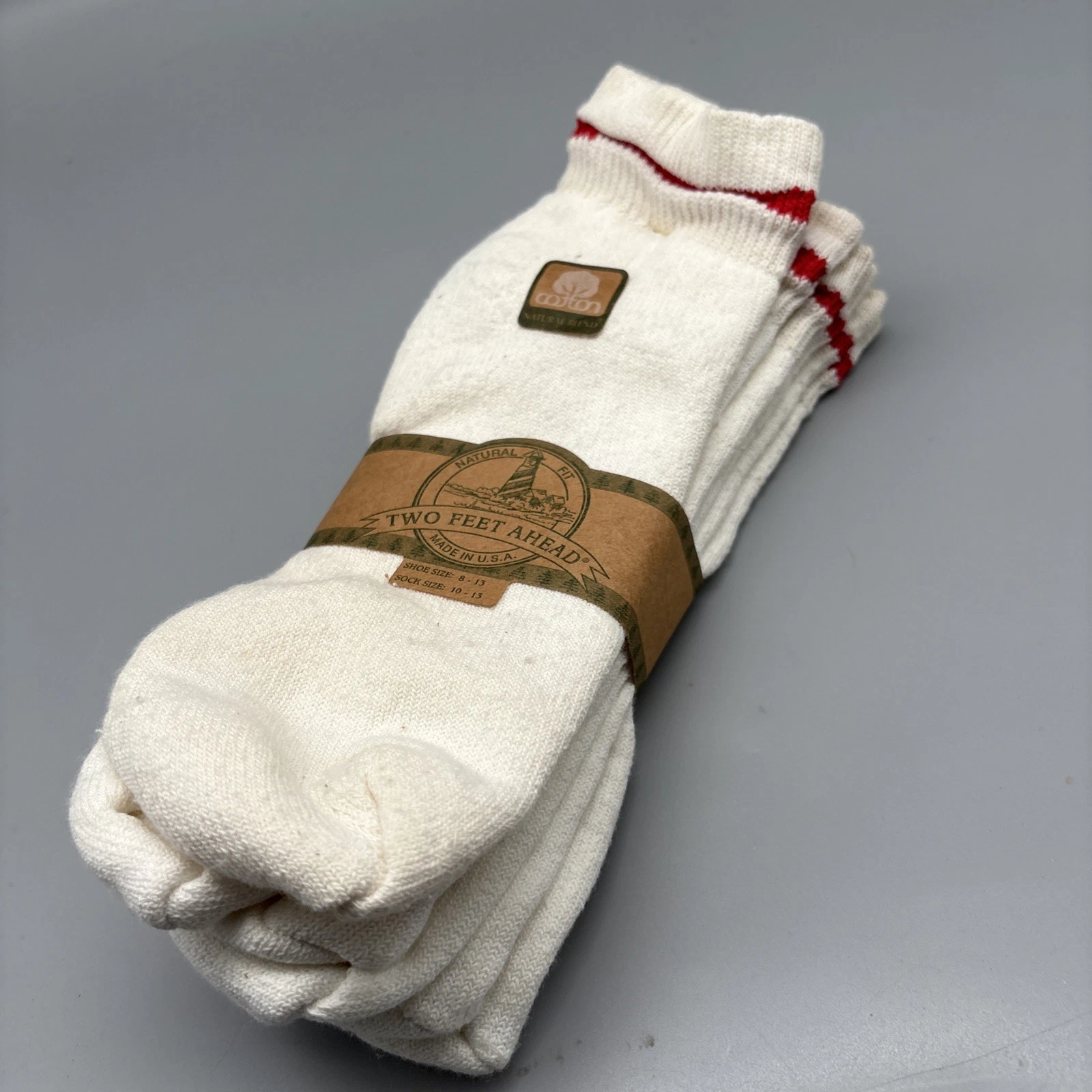 Vintage Cotton Blend Quarter Ankle Socks Size 10-13 Red Stripe Sports 90s 3 Pr
