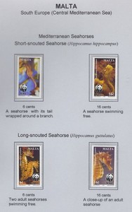 Malta / 2002 / #1071 / WWF / Mediterranean Seahorses / Set of 4 / MNH / 282-2