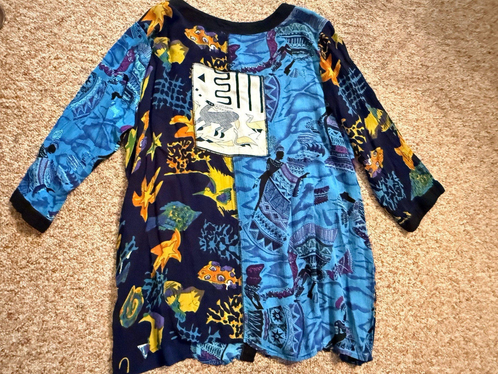 La Cera Patchwork Funky Button Tunic Top Size L B… - image 4