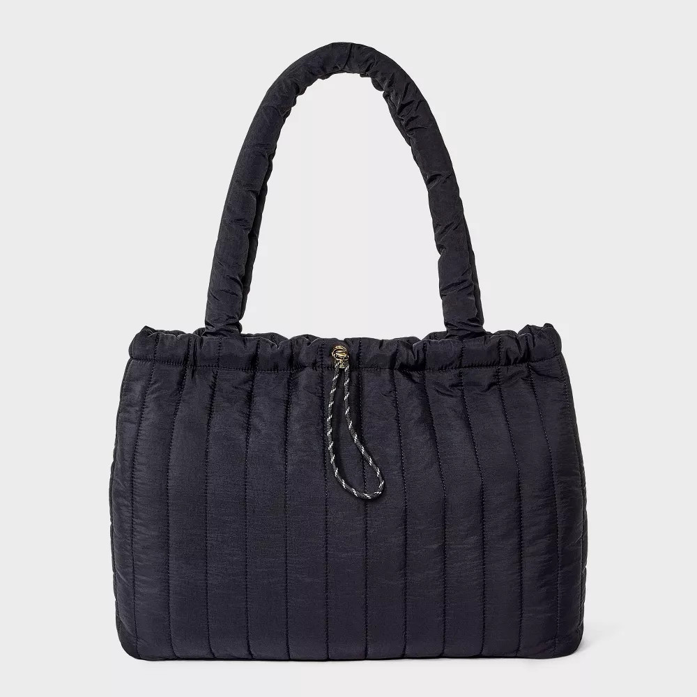 Quilted Drawstring Tote Handbag - Universal Thread Black 4290₽