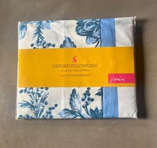 Joules Oxford Pillowcase x1 - Floral / Blue Stripe 74x48(29"x19")
