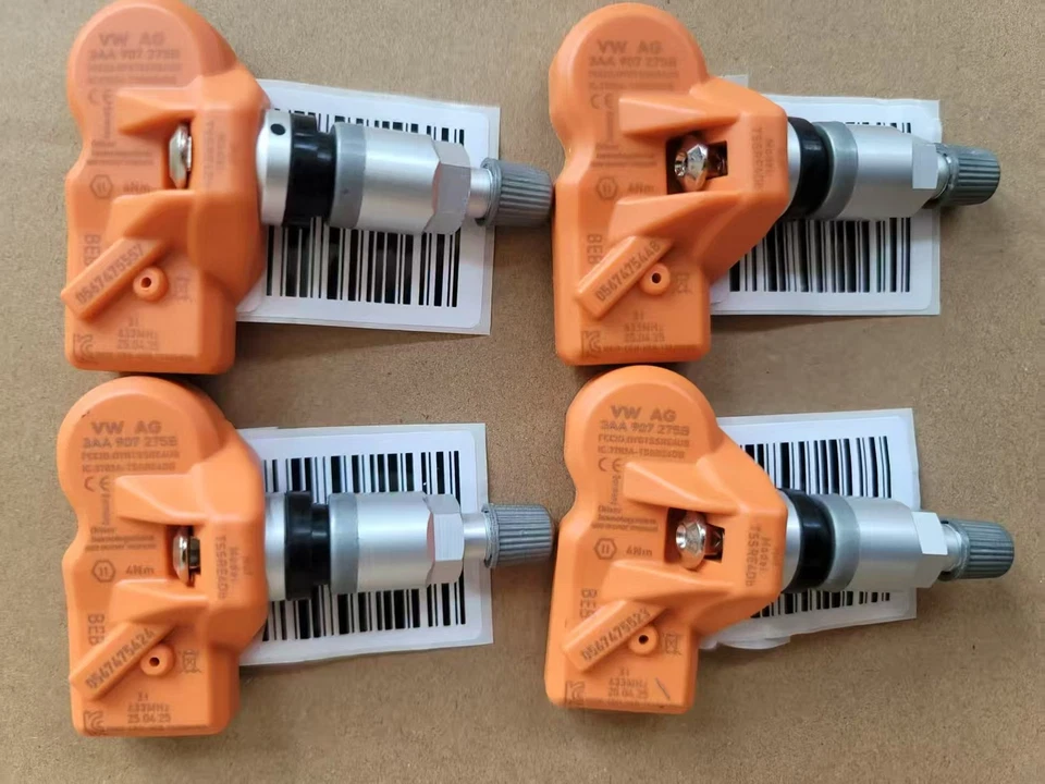 Complete Set of 4 Genuine VW TPMS Tire Pressure Sensors & Service Kit 3AA907275B Foto 3 de 4