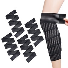 4 Pieces of Black Elastic Calf Compression Bandage Adjustable Leg Compression...