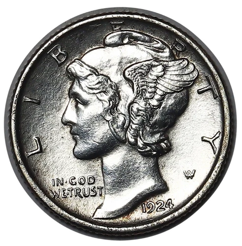 1924-D Mercury Dime, Full Split Bands, Choice BU++