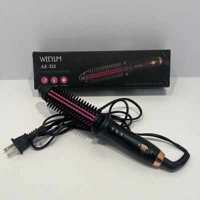 Weeyum Travel Curling Brush Tourmaline Ceramic Barrel Anti Scald AE-511 