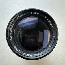 Vivitar 70-210mm f/4.5 MC Macro Zoom Lens 52mm Filter No.77201226