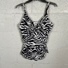 ANNE COLE Animal print Surplus Underwire Tankini Top blue/white 38C/40B 84