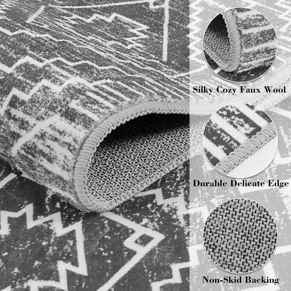 Tapete de área lavável marroquino 3x5, tapete boho para sala de estar, ferrugem antiderrapante para fazenda... - Imagem 2 de 4