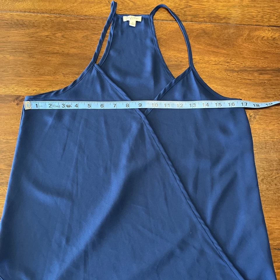 Camiseta sin mangas Lily blanca para mujer talla S cuerda de espagueti drapeada azul viscosa EE. UU. Foto 3 de 4