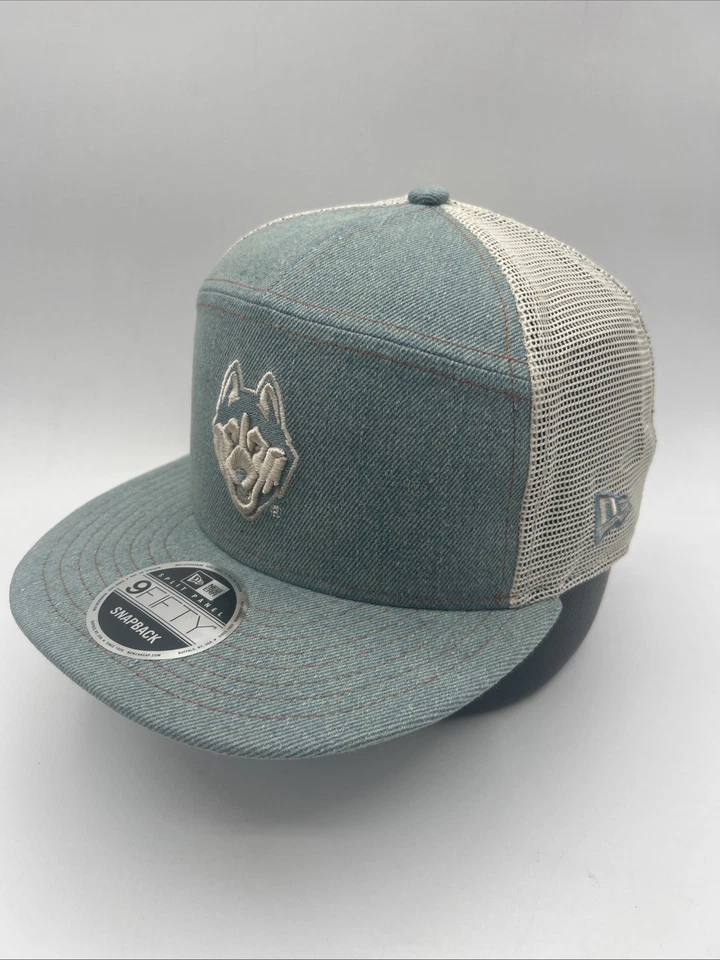 Sombrero Uconn Huskies New Era 9FIFTY "Denim Split" Malla Snapback Gorra LED H75 Foto 2 de 4