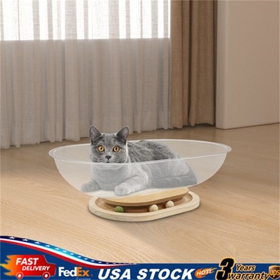 Cat Hammock Bed Pet Round Cot Bed Free-Standing Cat Sleeping Bed with Track Ball