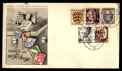 Mayfairstamps France 1948 Rheinland French Zone Combination First Day Cover aax_