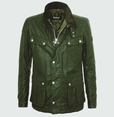 Barbour International Duke Wax Green Jacket Mens Medium Sage Green
