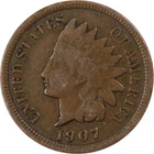 1907 Indian Head Cent Good-Fine (G-F) Average Circulated Condition Bronze Penny