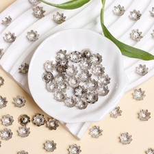 200Pcs Beads Caps Findings Hollow For Jewelry Making Flower End DIY Wholesale