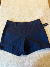 Nautica Women's Chino Shorts Navy Size 12 Cotton Twill Pockets Mid Rise