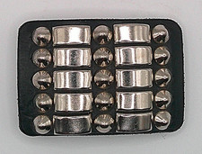 Vintage Studded Leather and Steel Plate Punk Rock Rivet Belt Buckle Circa 1970s