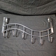 Modern Chrome Wall Coat Rack 6 Hook Curved Hallway Jacket Hanger