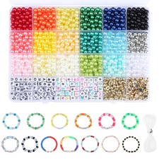 1260 Pcs Pearl Beads Bracelet Making Kit 6mm Pearl Beads for Crafts Friendshi...