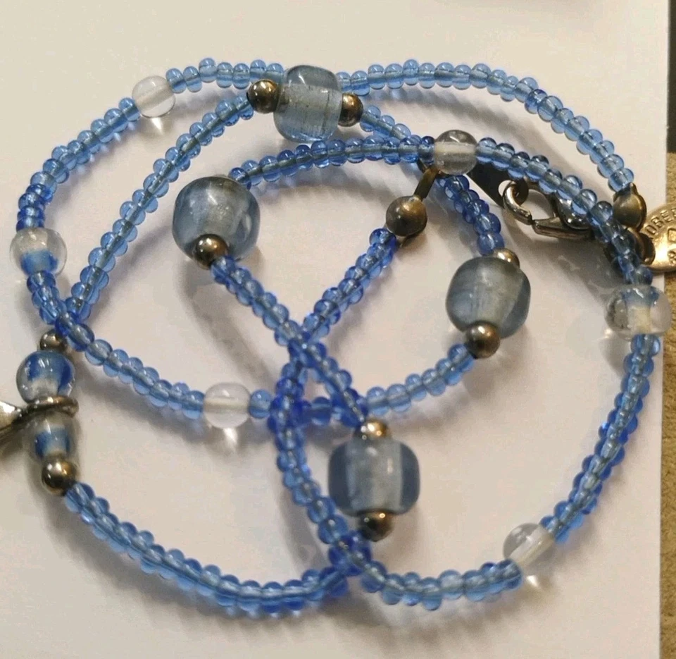 Diseñador ROBERT ROSE Periwinkle Azul Vidrio Semilla Cuentas 16" Estrella Colgante Collar! Foto 2 de 4