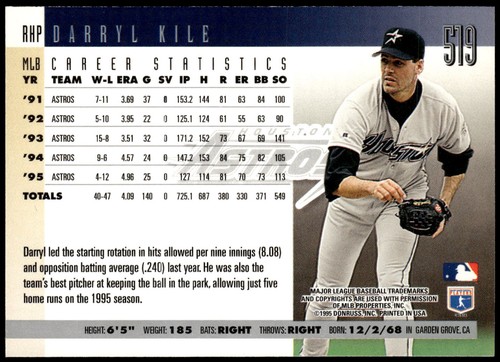 1996 Donruss #519 Darryl Kile - Picture 2 of 2