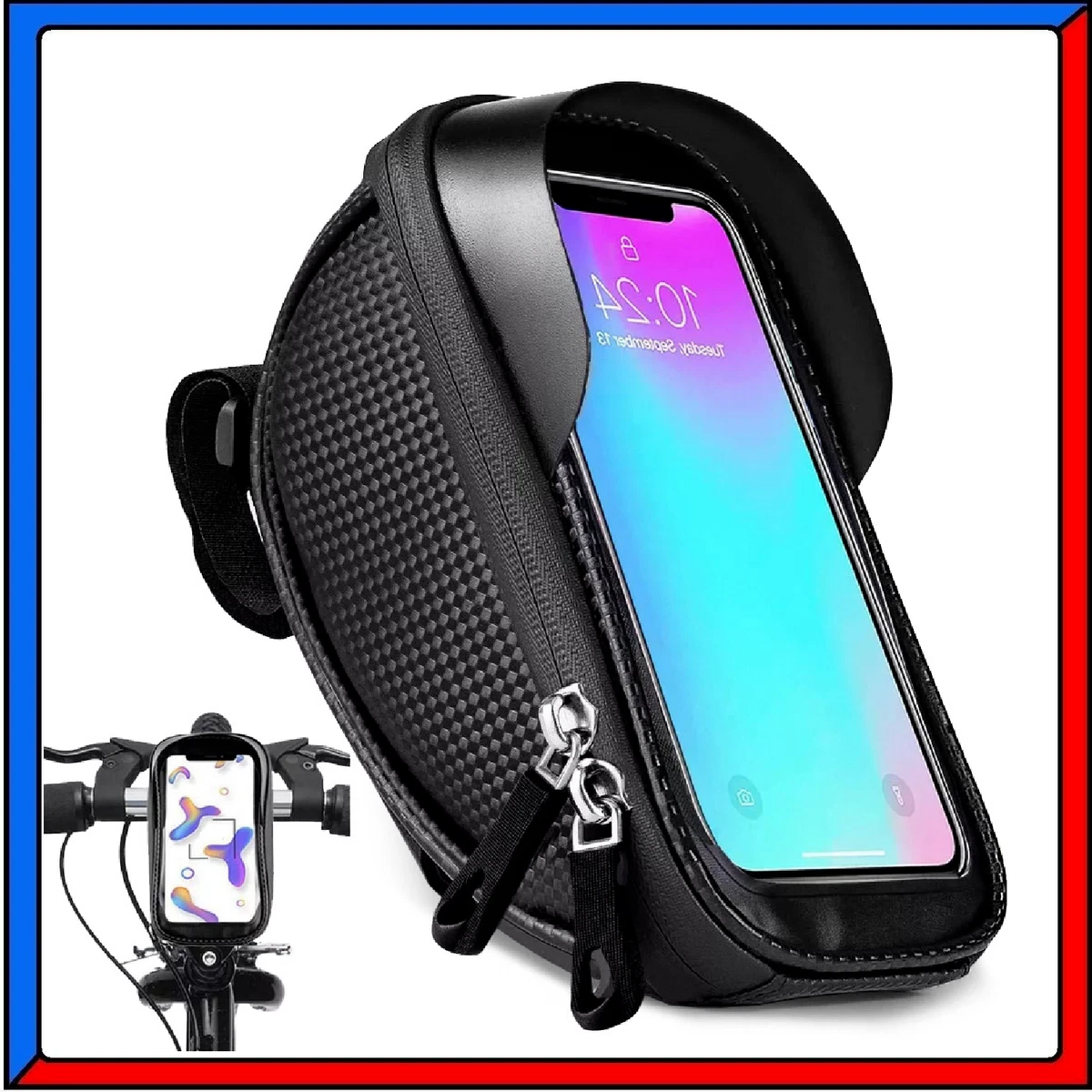 Borsa Da Telaio Impermeabile Per Bici XPhonew – Supporto Per Telefono 4,7-6,8 Pollici – 1,5 L – Con Cerniera E Magnete