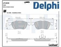 Delphi LP1830 Bremsbelagsatz FüR Scheibenbremse Bremsbelagsatz FüR Nissan