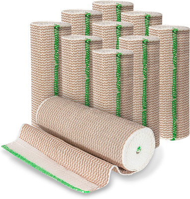 Elastic Bandage Wrap Roll 6'' X 5 Yards (10 Pack)   Self-Closure Compression Band