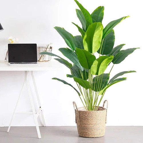 1 pieza Plantas Artificiales Grandes Tropicales Palmera Falsas Plantas de Plátano Hojas Reales - Imagen 4 de 9