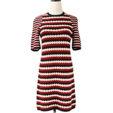 CHANEL Wave Stripe Tricolor Cashmere Knit Dress P57823 Size 36 Multicolor Women'