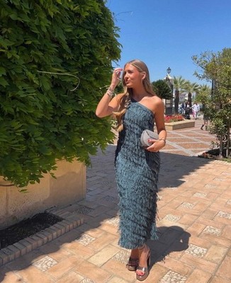 slim fit dress slacks Zara Green midi dress – Rents with Maggie main image 1