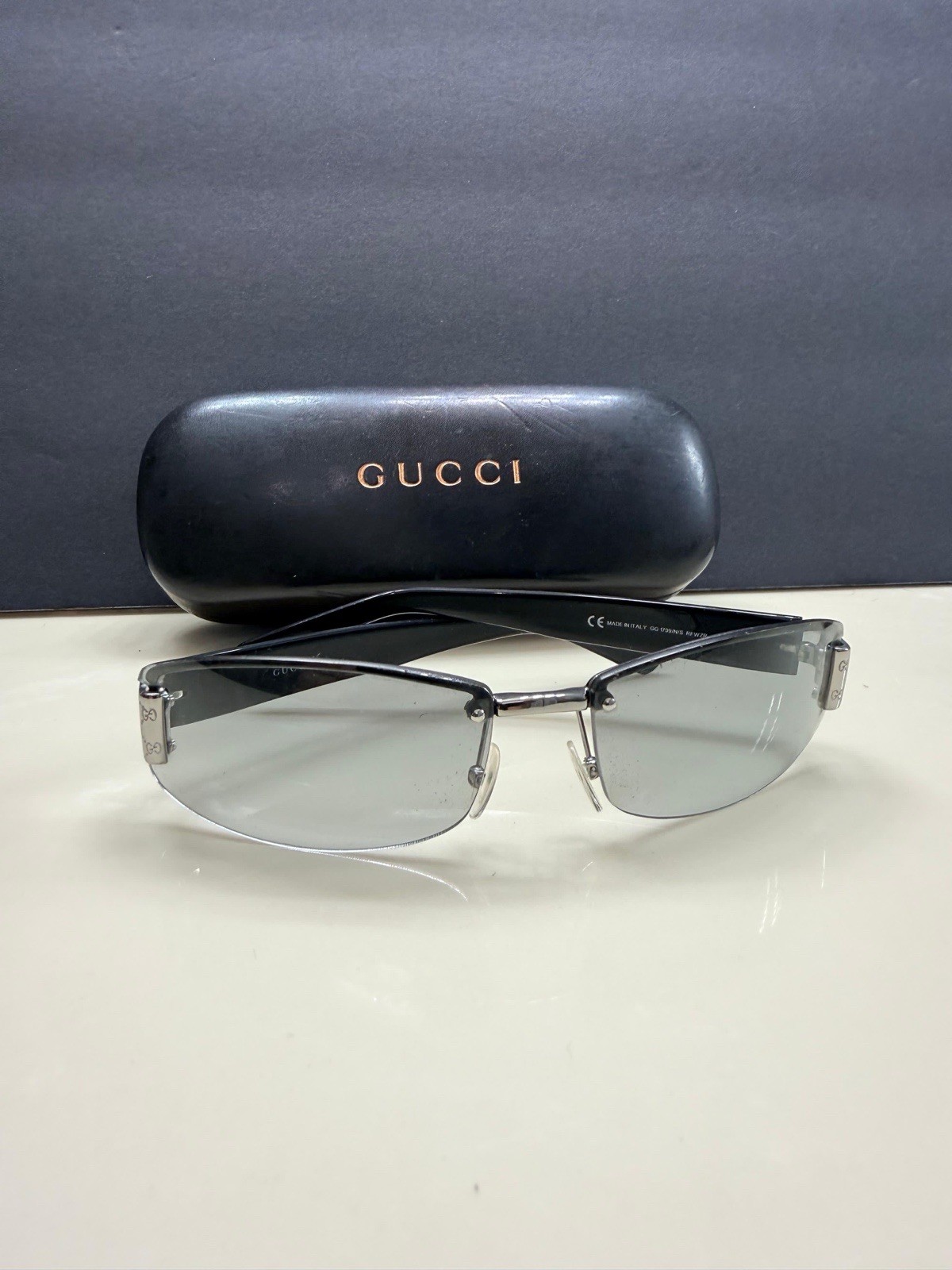 Gucci Rimless Rectangular Sunglasses Black Frame … - image 3