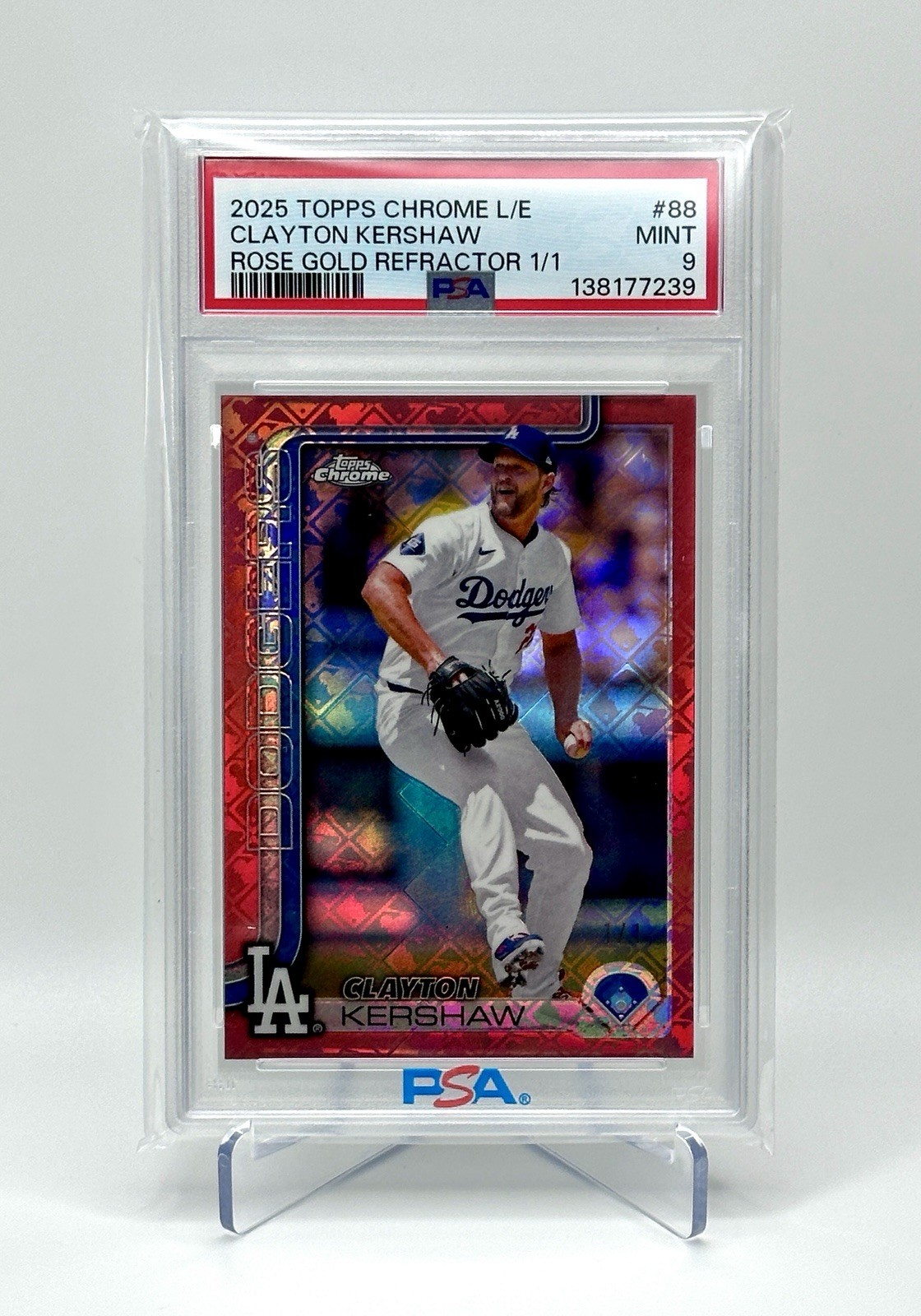 2025 Topps Chrome Logofractor 1/1 Clayton Kershaw #88 Rose Gold Superfractor 