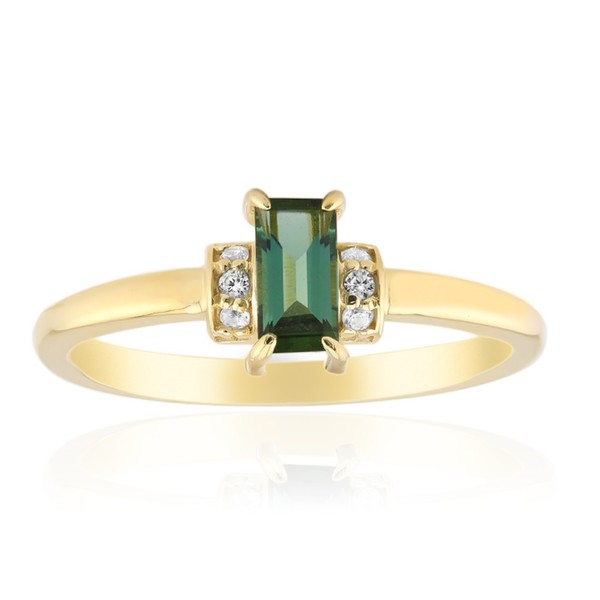 Cavill Ring Silber 925 Goldplattiert Indigolith Zirkon Damen Elegant-image