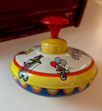 Vintage Ohio Art Tin Metal Spinning Top Toy Circus